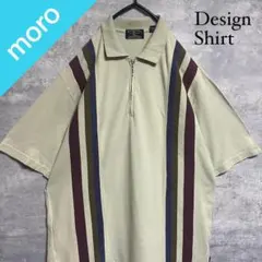 No.1640 VINTAGE 古着 半袖シャツ ハーフジップ ストライプ柄