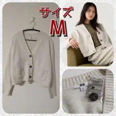 【UNIQLO】スフレヤーンショートカーディガン オフホワイト Ｍサイズ