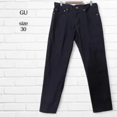 ジーユー GU ジーンズ デニム ストレート 黒 30 カジュアル 大きめサイズ