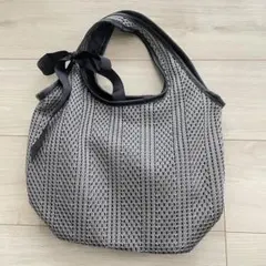 編み込みバッグ　トートバッグ シルバー