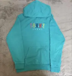 TOMMY JEANS ターコイズ フード付きパーカー Mサイズ