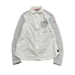 PUMA 長袖シャツ　異素材切り替え　ホワイト　グレー　M相当 8Bbのサムネイル