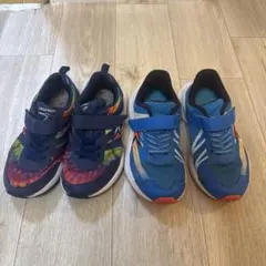 瞬足スニーカー ブルー20cm・レインボーカラフル　19.5cm