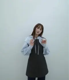 CLANE BIG COLLAR DRAWSTRING BLOUSE サックス