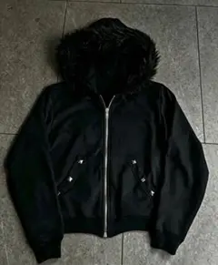早い者勝ち✨ファー付き中綿ジャケット ブラック Y2K 韓国 ストリート 秋冬服