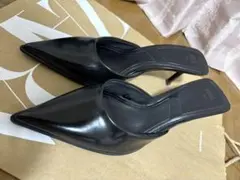 ZARA ブラック ポインテッドトゥ ミュール 37