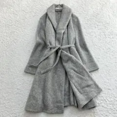 極美品✨evam eva ロングコート プレスウール 縮絨 ベルト ガウン M