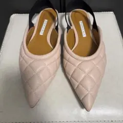 美品　定価3.8万　ピッピシック　ベビーピンクレザー　キルティング　ミュール