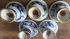 古染付 煎茶碗 五客揃 共箱付 - メルカリ