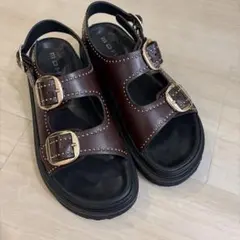レア！MOHI モヒ スタッズ付き ダブルベルト バックストラップ ブラウン37のサムネイル