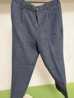 ネイビー チェック柄 スラックス Lサイズ