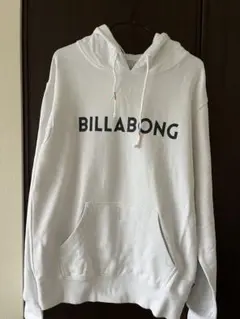 BILLABONG フロントロゴ ホワイトパーカーメンズＬ