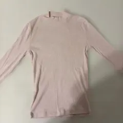 UNIQLO リブ モックネック 長袖 カットソー ピンク M