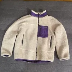 patagonia レトロXフリースジャケット ホワイト/パープル　XL