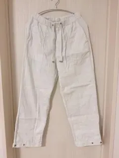 ZARA ホワイトカジュアルパンツ ドローストリングウエスト