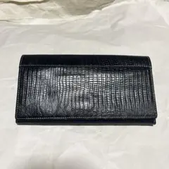 ヴィンテージ クロコ型押し レザー 長財布 ネイビー 二つ折り がま口 小銭入れのサムネイル