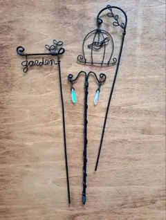 ワイヤークラフト　ガーデニング雑貨　ガーデンピック　gardenセット