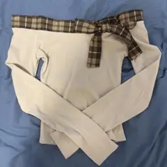 ストライプ オフショルダー セーター