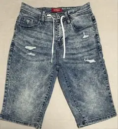 GUESS デニムショートパンツ ダメージ加工 ブルー US30サイズのサムネイル