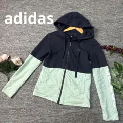 adidasアディダス　ジップアップパーカー　ネイビー　グリーン　M
