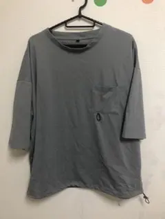 グレー ポケット付き Tシャツ L (ポリエステル裾ドロストコード)