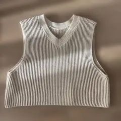 ニコアンド niko and ...ベージュ Vネック ニットベスト