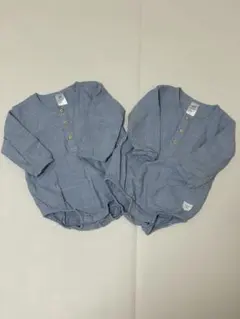 Ｈ&M ロンパース2枚セット 双子4-6m 60-70cm