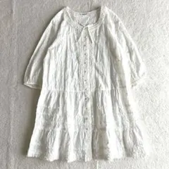 極美品 インゲボルグ 綿ローンフラワー刺繍チュニックブラウス 近年モデル 総刺繍