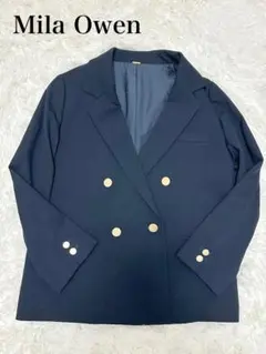 【美品】ミラオーウェン 金釦 ダブルブレスト ブレザー 紺ブレ S