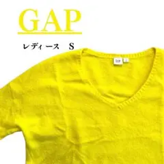 古着 GAP レディース 長袖 Vネックニット イエロー Sサイズのサムネイル