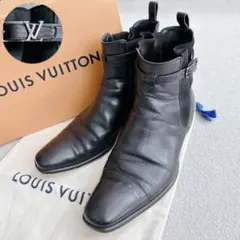 LOUIS VUITTON サイドゴアブーツ レザー 黒 LVロゴ　サイズ6のサムネイル