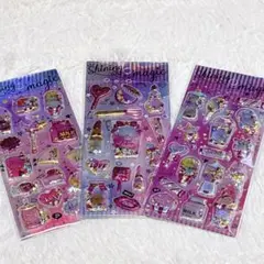 シャカシャカシール 3個 セット　キラキラ グリッター ご褒美　立体 3Dシール