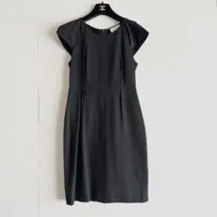 【美品】kate spade ブラック 半袖 ひざ丈ワンピース