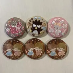 【バラ売り可能】サンリオキャラクターズ刺繍缶バッジ付きビスケット6個