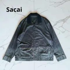 Sacai サカイ グラデーションチェック柄 長袖シャツ ジャケット　ベロア襟のサムネイル