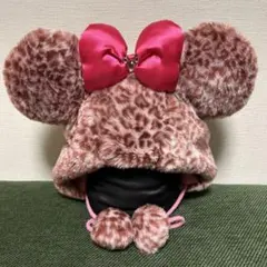 ディズニーリゾート　ミニーファンキャップ　ヒョウ柄
