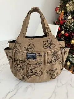 954 花柄デニムリメイクバック　ハンドメイド