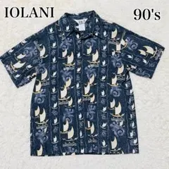 美品 90s IOLANI イオラニ アロハシャツ ハワイ製 L 総柄のサムネイル