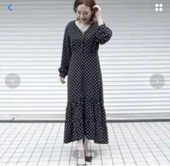 水玉　ワンピース　大きいサイズ　フォーマル　ドレス　パーティ　vネック