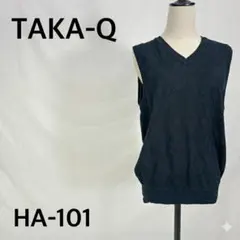 タカキュー Vネックニットベスト アーガイル編み M ブラック