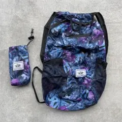 新品　折りたたみリュック　ブルー　折り畳み　バッグ　旅行　登山　自転車　ポーチ
