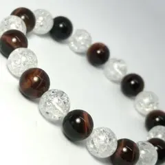 【金運アップ／浄化】天然石パワーストーンクラック水晶／レッドタイガーアイ18cm