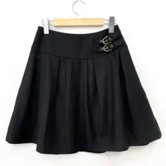 Y2503-130　BURBERRY　フレアースカート　ミニ　タック　バックル