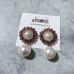 No.929 ハンドメイド　ビーズ刺繍　ピアス　イヤリング