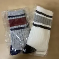 キッズ靴下 16-18cm ホワイト グレー 2足セット