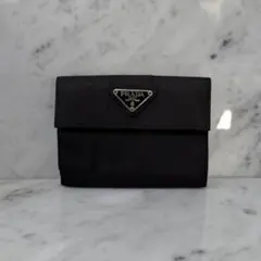 PRADA プラダ 二つ折り財布 ブラック 黒 ナイロン トライアングル
