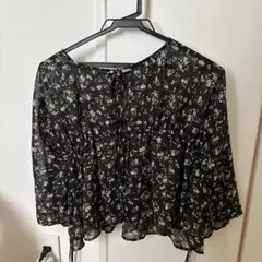 RETRO GIRL シフォン花柄長袖ブラウス