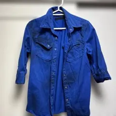 FUGA 七分袖　シャツ 44 青　ブルー　v系 ホスト　お兄系のサムネイル