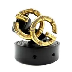 美品✨ GUCCI バンブー ベルト ゴールド金具 ブラック イタリア製
