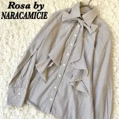 Rosa by NARACAMICIE ストライプシャツ リボン S 白 グレー